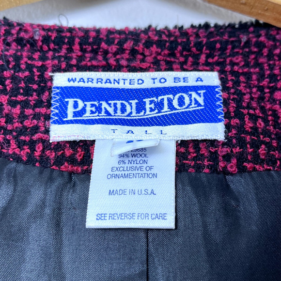 Women's Vintage Black and Red Wool Blend Pendleton Blazer 20 - Picture 4 of 6